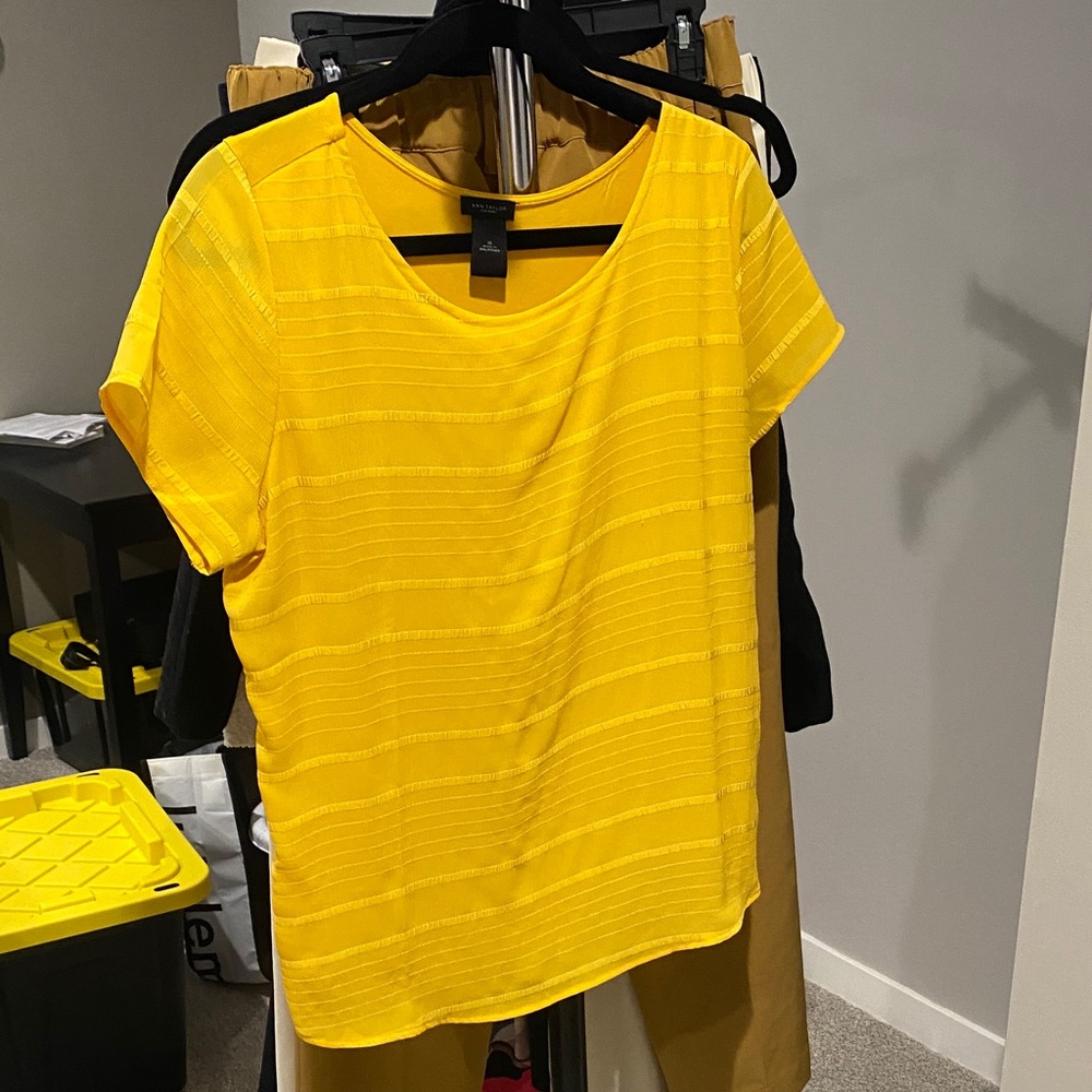 Ann Taylor Factory Bright Yellow Short Sleeve Top